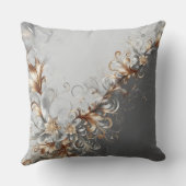 Grey, Gold & Silver Modern Decorative Pillow クッション (裏面)