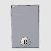 Grey golf ball monogrammed initial custom mens ゴルフタオル (正面)