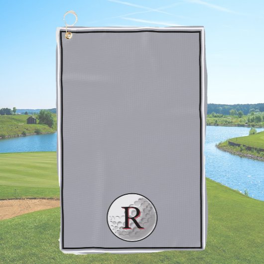 Grey golf ball monogrammed initial custom mens ゴルフタオル