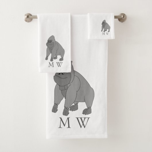 Grey Gorilla Design Monogrammed バスタオルセット (インサイチュ)