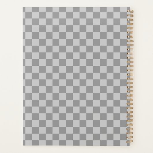 Grey Gray Checkered Checkerboard プランナー手帳 (裏面)
