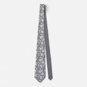 Grey Gray Floral Pattern Custom Necktie ネクタイ (正面)