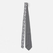 Grey Gray Floral Pattern Custom Necktie ネクタイ (裏面)