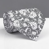 Grey Gray Floral Pattern Custom Necktie ネクタイ