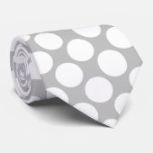 Grey Gray Jumbo Polka Dots Custom Necktie ネクタイ (ロール)