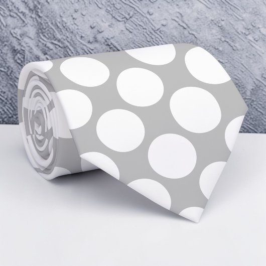 Grey Gray Jumbo Polka Dots Custom Necktie ネクタイ
