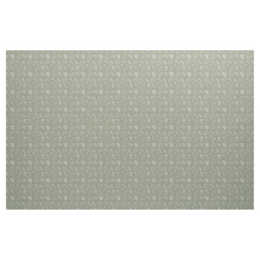 Grey Green Sewing Themed Pattern ファブリック (ヤード)