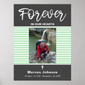 Grey Green Stripes Forever in our hearts Funeral  ポスター (正面)