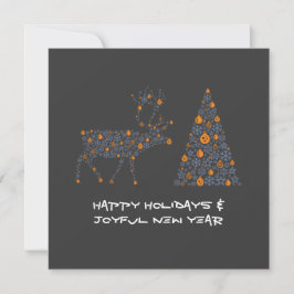 Grey greeting card HAPPY HOLIDAYS JOYFUL NEW YEAR シーズンカード