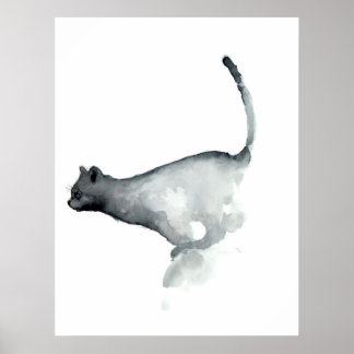 Grey grumpy cat white poster cats ポスター