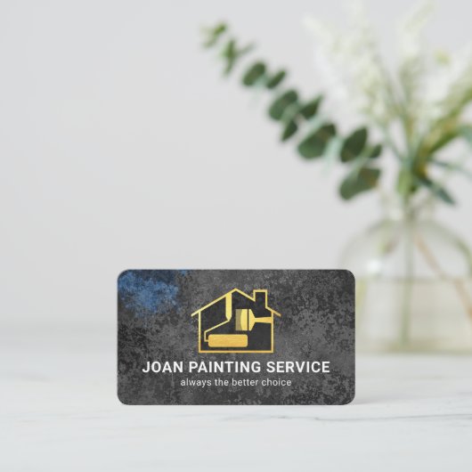 Grey Grunge Paint Painter Service 名刺 (スタンド正面)