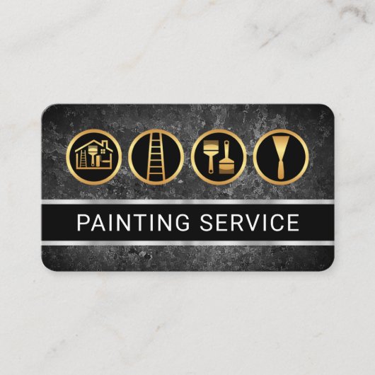 Grey Grunge Wall Gold Painter's Tool 名刺 (正面)
