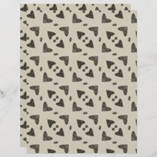 Grey Hearts Geometric Scrapbook Paper (正面/裏面)