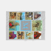 Grey Instagramあなたの写真をコラージュカスタムモノグラム フリースブランケット (正面(横))