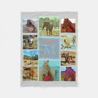 Grey Instagramあなたの写真をコラージュカスタムモノグラム フリースブランケット