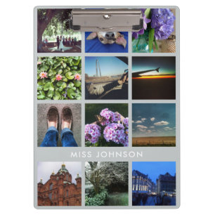 Grey Instagram 13 Photo Gridクリップボードと文字 クリップボード