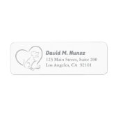 Grey Line Art Cat And Dog with Personalized Name ラベル (正面)