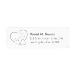 Grey Line Art Cat And Dog with Personalized Name ラベル