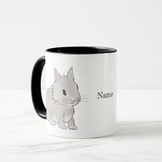Grey lionhead bunny  マグカップ (正面左)