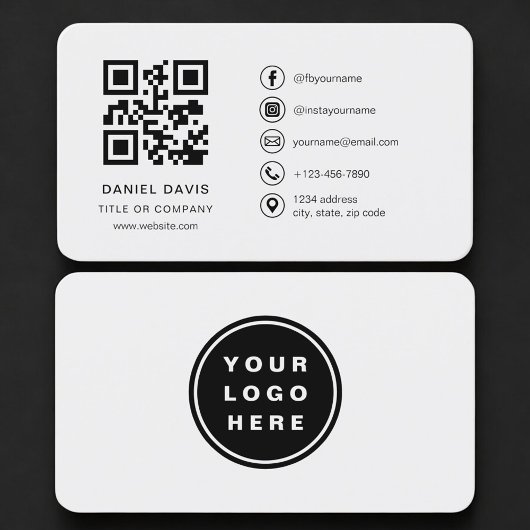Grey Logo QR Code Professional 名刺