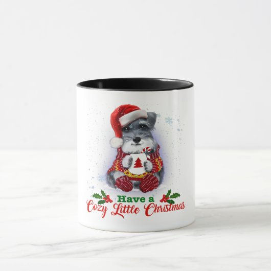 Grey Miniature Schnauzer Have A Cozy Christmas マグカップ (中央)