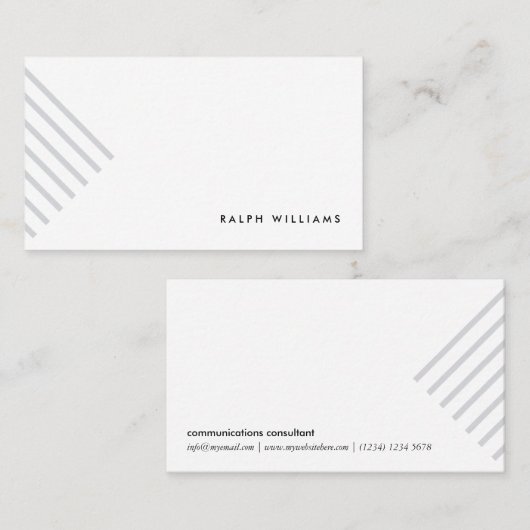 Grey minimalist simple elegant modern lines card 名刺 (正面/裏面)