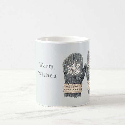 Grey Mittens Warm Wishes コーヒーマグカップ (中央)