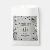 Grey Modern Little Boo Ghost Boy Baby Shower フェイバーバッグ (正面)
