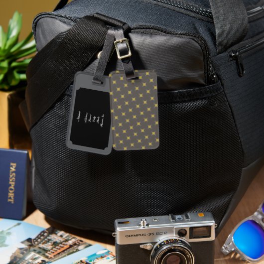 Grey Modern Luggage Tag ラゲッジタグ (正面&裏面)