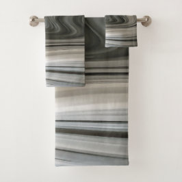 Grey Monotone Artistic Acrylic Pour Abstract バスタオルセット