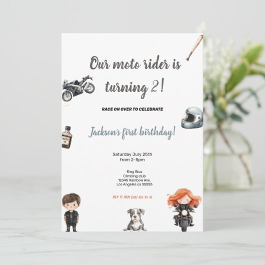 GREY MOTO RIDERS BIRTHDAY PARTY INVITATION 招待状 (スタンド正面)