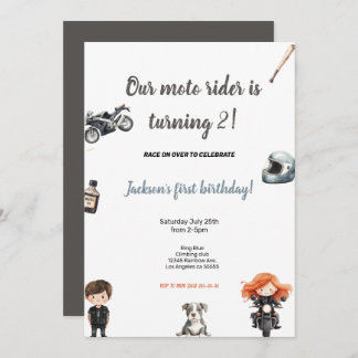 GREY MOTO RIDERS BIRTHDAY PARTY INVITATION 招待状