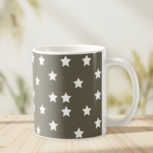 Grey Mug with White Stars コーヒーマグカップ