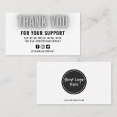 Grey Neon モダン Thank You Logo Media Insert 名刺 (正面/裏面)