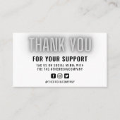 Grey Neon モダン Thank You Logo Media Insert 名刺 (正面)