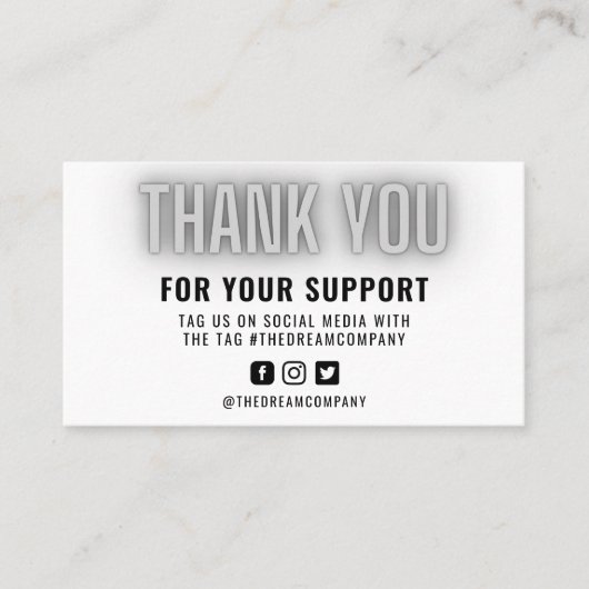 Grey Neon モダン Thank You Logo Media Insert 名刺 (正面)