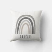 Grey/Neutral Boho Rainbow Monogram Pillow  クッション (裏面)