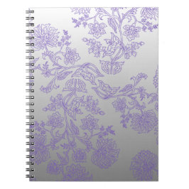 Grey Notebook with Purple Floral ノートブック