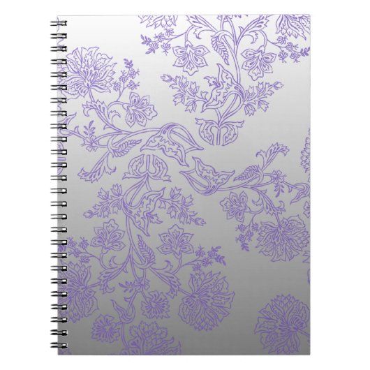 Grey Notebook with Purple Floral ノートブック (正面)