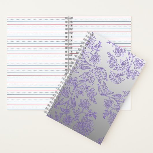 Grey Notebook with Purple Floral Front and Back ノートブック (内側)