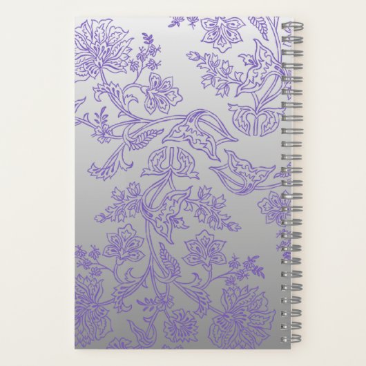 Grey Notebook with Purple Floral Front and Back ノートブック (裏面)