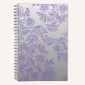 Grey Notebook with Purple Floral Front and Back ノートブック (正面)