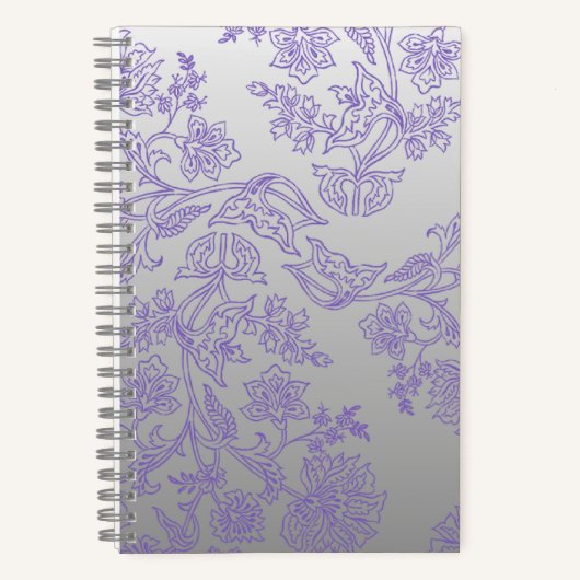 Grey Notebook with Purple Floral Front and Back ノートブック (正面)