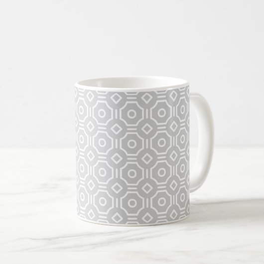 Grey Octagonal Checkered Mug コーヒーマグカップ (正面右)