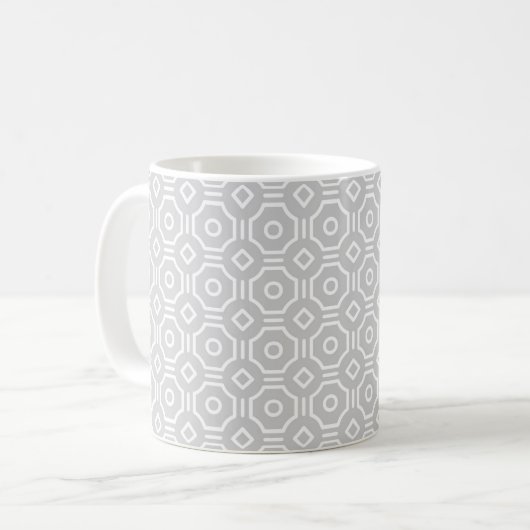 Grey Octagonal Checkered Mug コーヒーマグカップ (正面左)