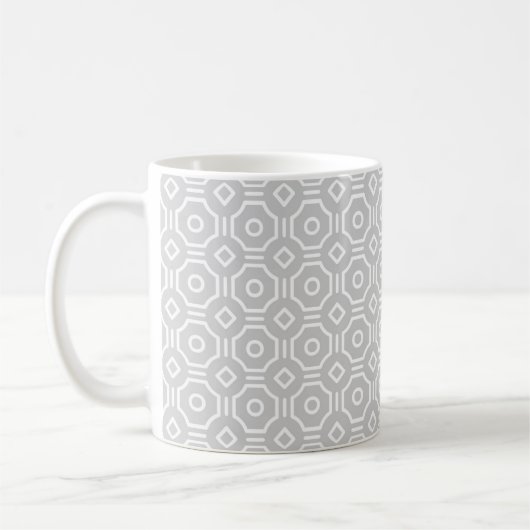 Grey Octagonal Checkered Mug コーヒーマグカップ (左)