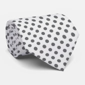 Grey on White Mini Polka Dots Necktie ネクタイ (ロール)