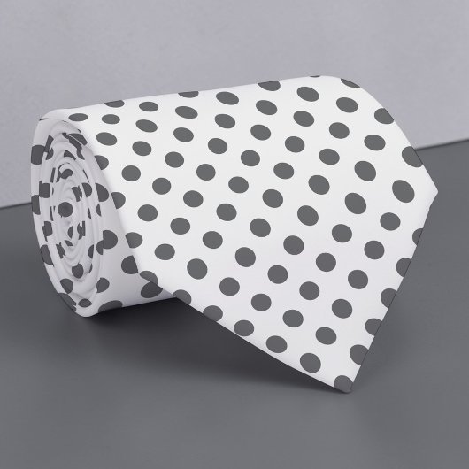 Grey on White Mini Polka Dots Necktie ネクタイ