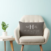 Grey Personalized Family Name Monogram Pillow ランバークッション (椅子)