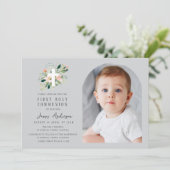 Grey photo arch first holy communion invitation 招待状 (スタンド正面)